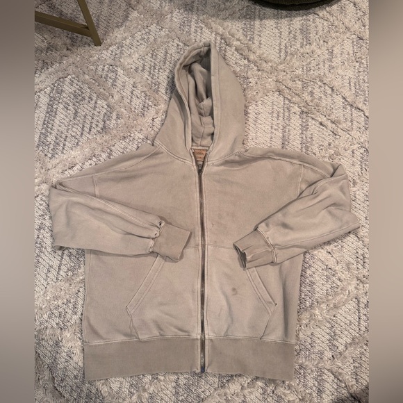 Zara Other - Zara Light Taupe Zip-Up Hooded Sweatshirt distressed size 11/12
